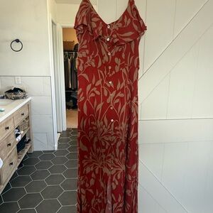 Burnt orange Floral Button-Down Maxi Dress